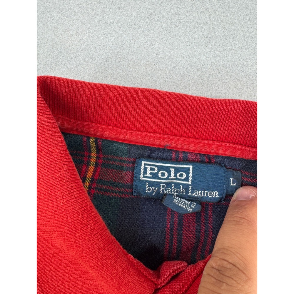 Polo Ralph Lauren Mens L Long‎ Sleeve Pique Polo Red Preppy Casual Ivy - Picture 5 of 11